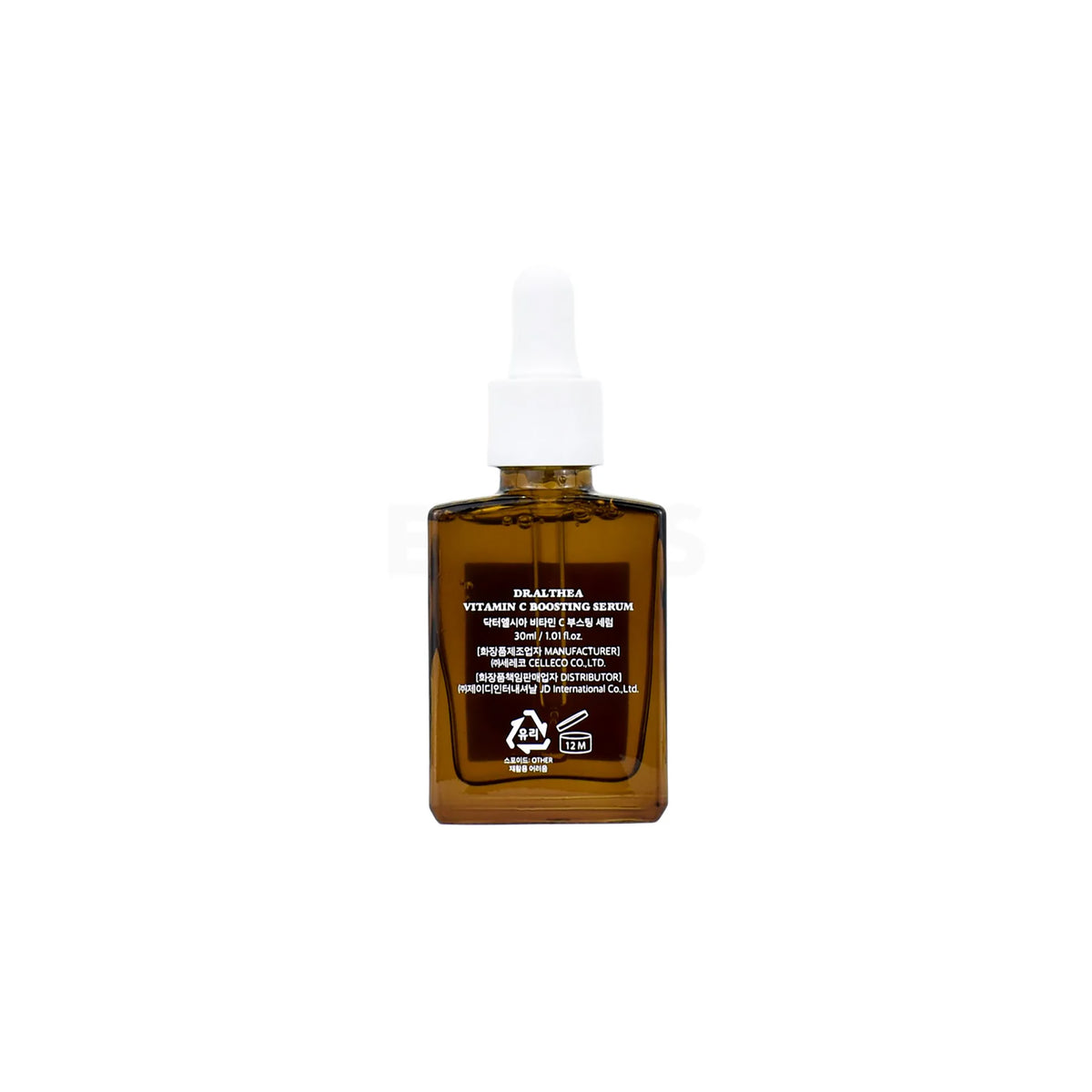 Dr.Althea Vitamin C Boosting Serum 30ml i ravfarvet pipetteflaske med hvid hætte og tydelig produkttekst på fronten.