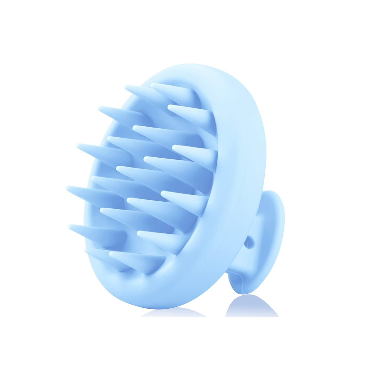 Blå Scalp Massager Shampoo Brush med bløde silikonespidser og ergonomisk greb til hovedbundsmassage og shampoo.